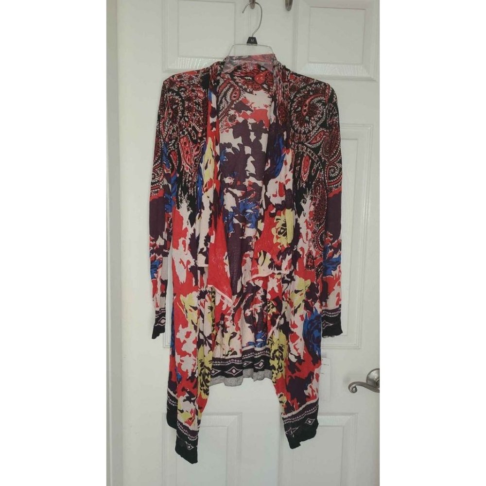 NWT Focus  2000 multi color floral cardigan size medium